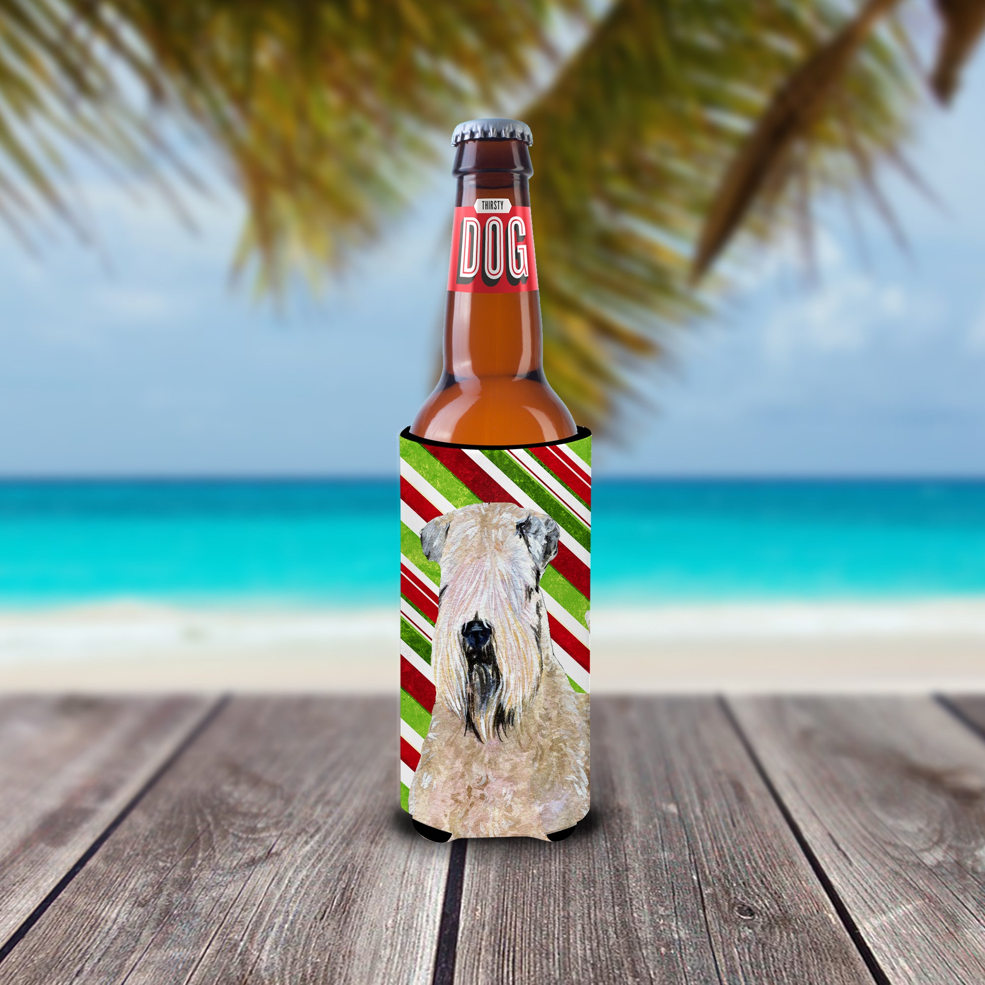 Wheaten Terrier Soft Coated Candy Cane Holiday Christmas Ultra Beverage Insulators for slim cans SS4562MUK.