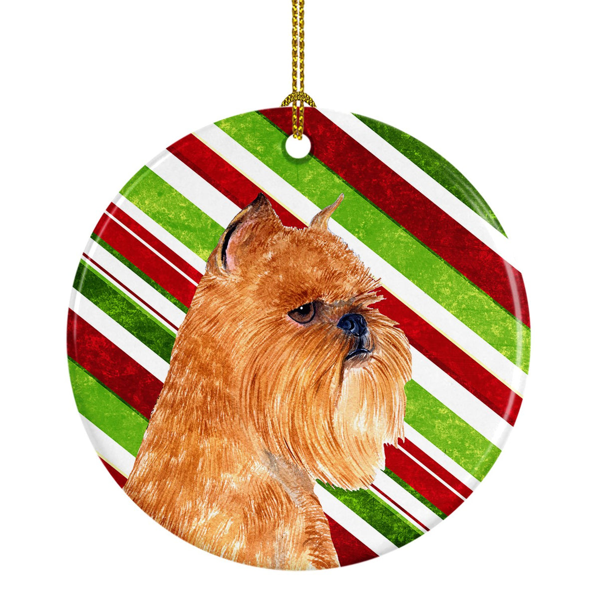 Brussels Griffon Candy Cane Holiday Christmas Ceramic Ornament SS4563 by Caroline&#39;s Treasures