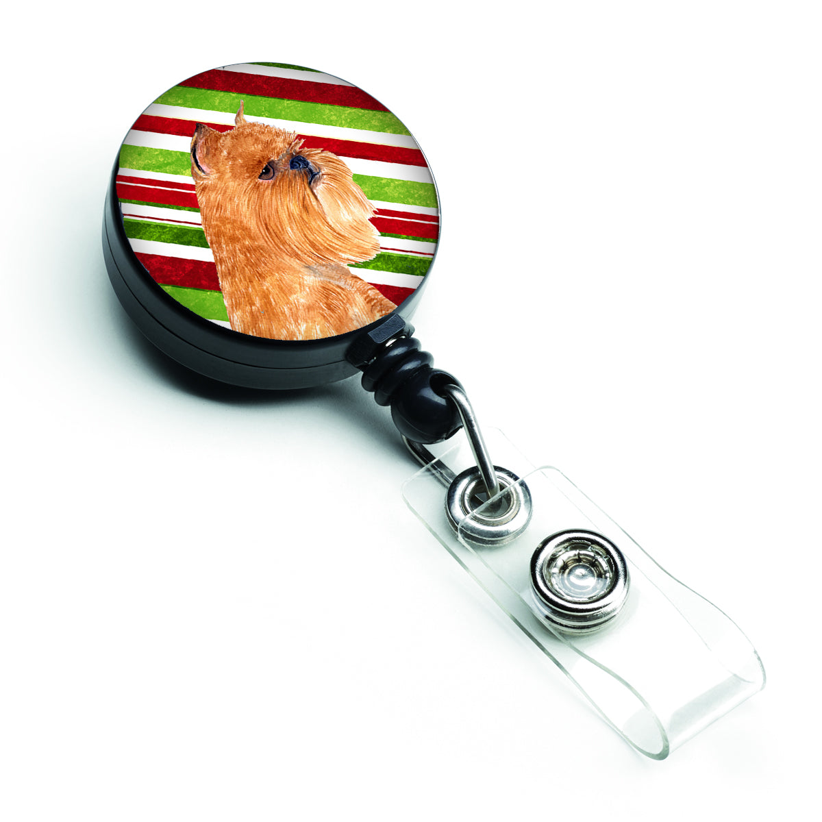 Brussels Griffon Candy Cane Holiday Christmas Retractable Badge Reel SS4563BR  the-store.com.