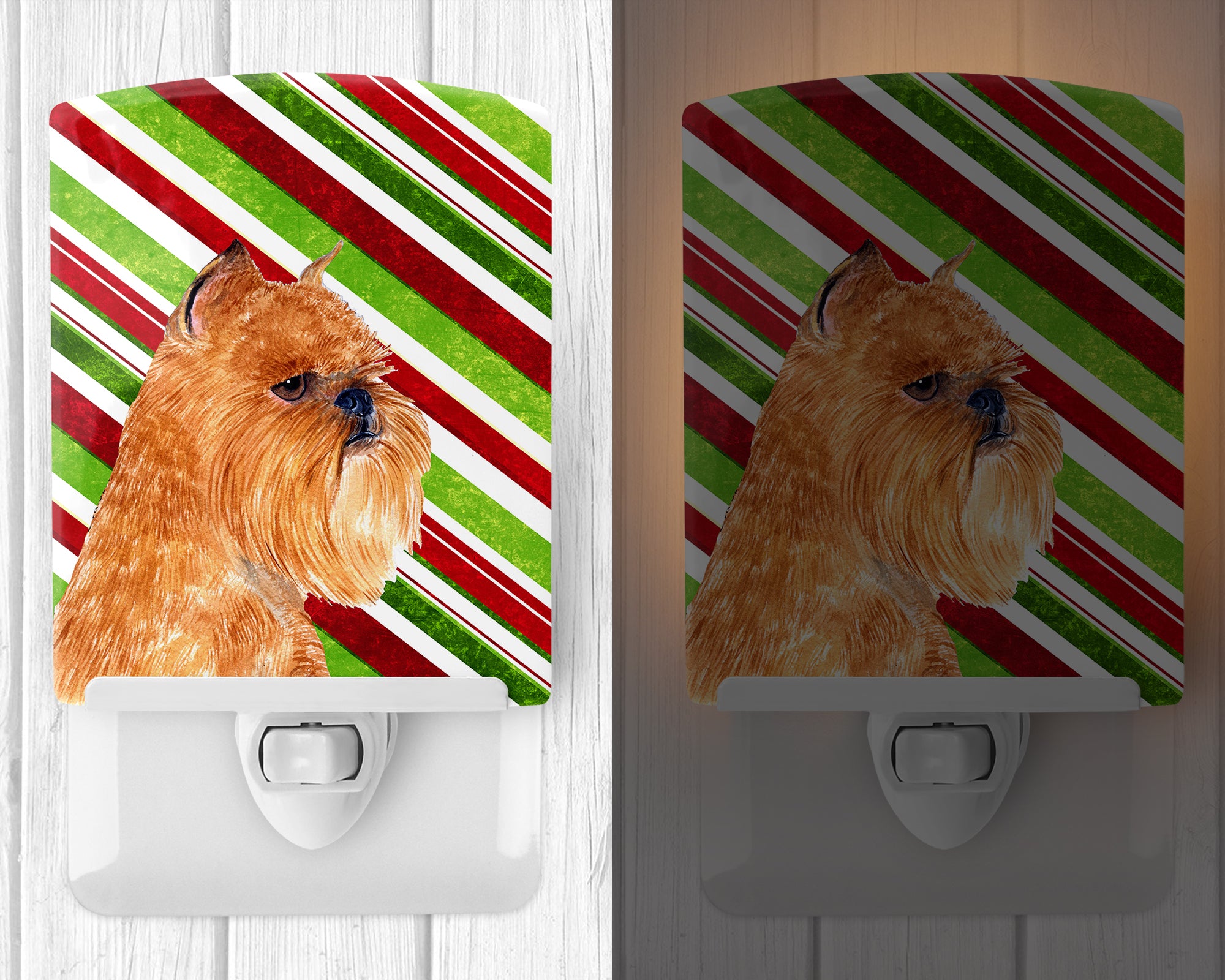 Brussels Griffon Candy Cane Holiday Christmas Ceramic Night Light SS4563CNL - the-store.com
