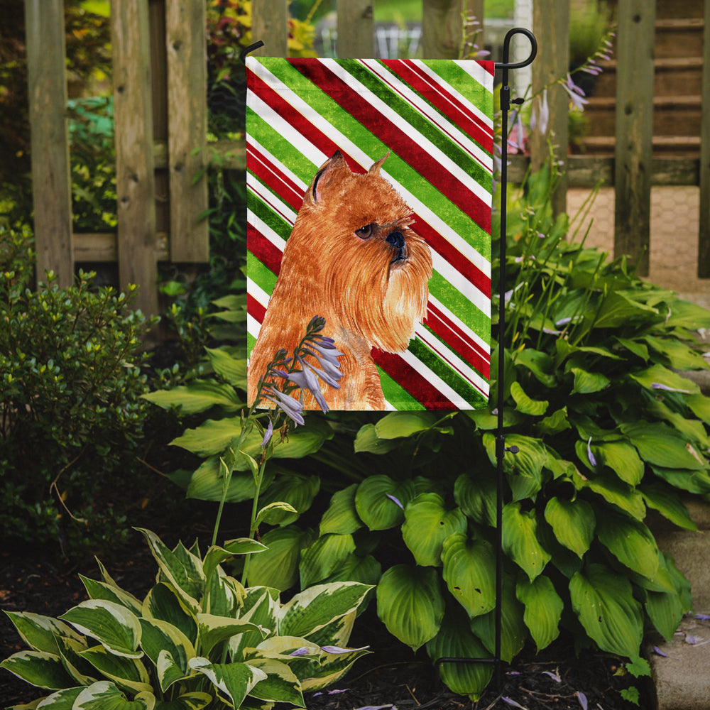 Brussels Griffon Candy Cane Holiday Christmas Flag Garden Size.