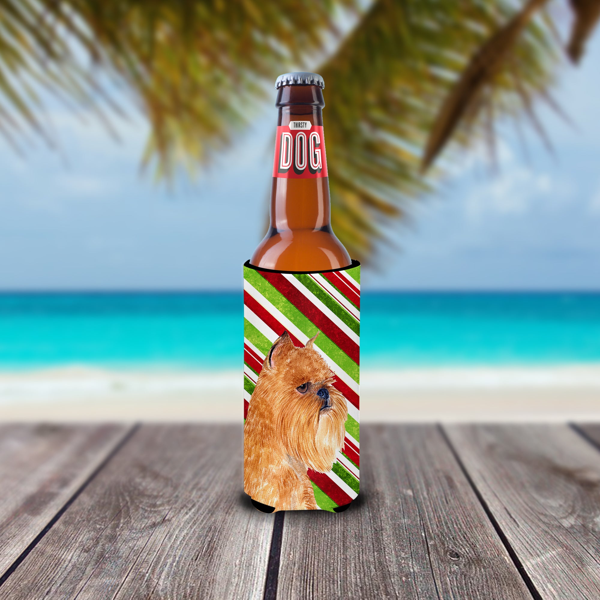 Brussels Griffon Candy Cane Holiday Christmas Ultra Beverage Insulators for slim cans SS4563MUK.