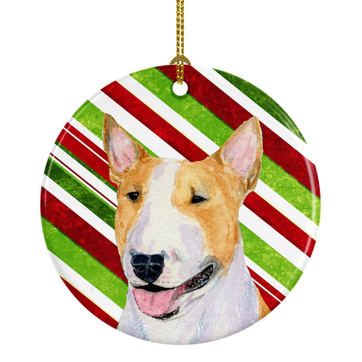 Bull Terrier Candy Cane Holiday Christmas Ceramic Ornament SS4565 by Caroline&#39;s Treasures
