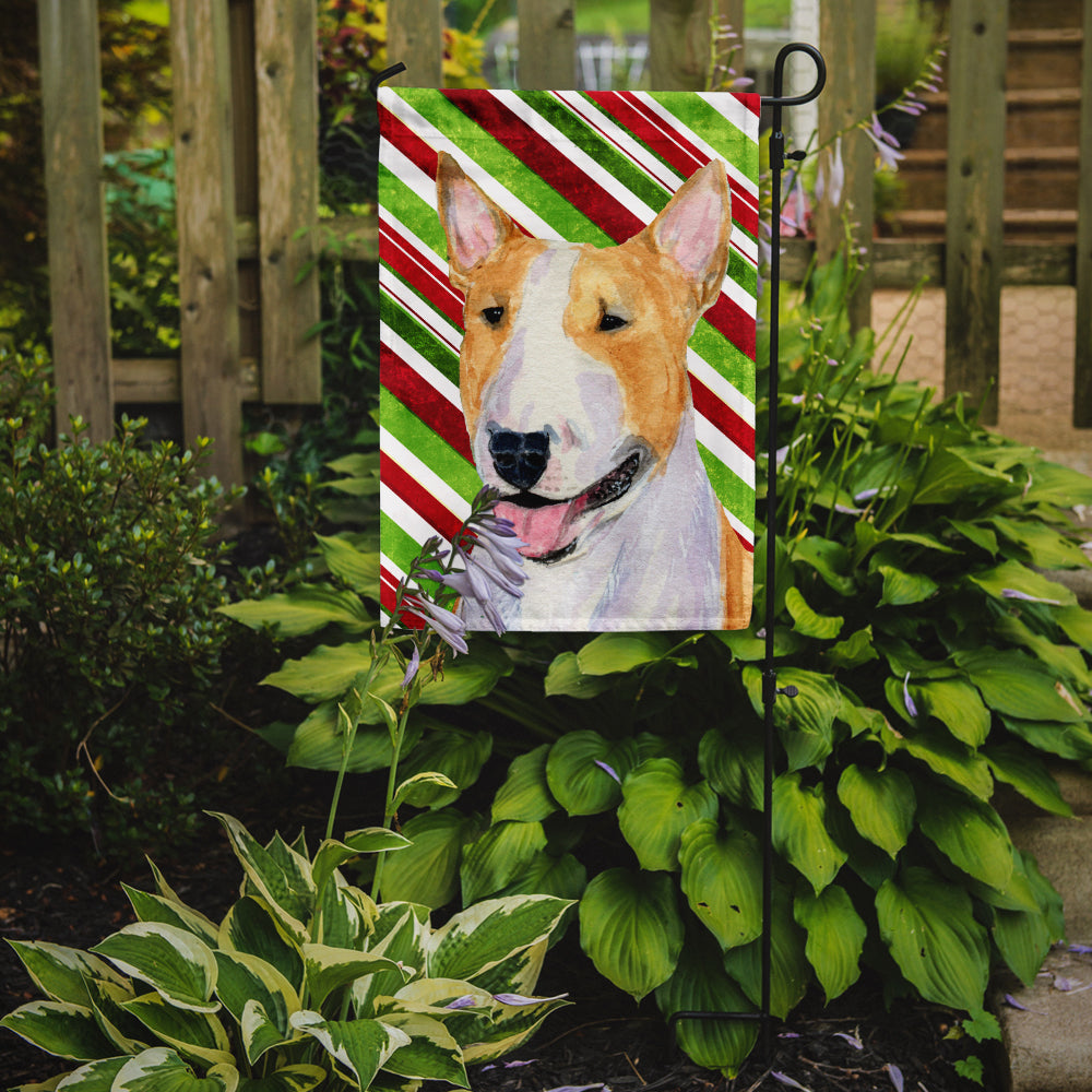 Bull Terrier Candy Cane Holiday Christmas Flag Garden Size.