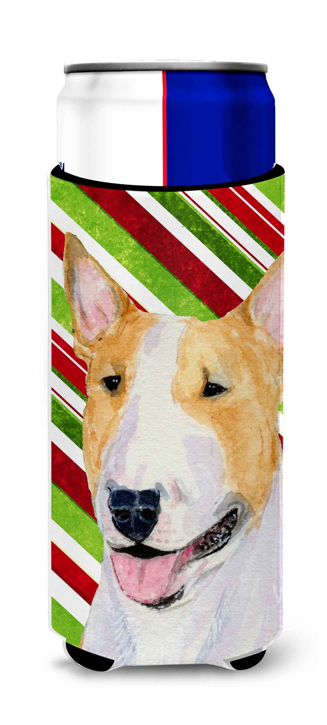 Bull Terrier Candy Cane Holiday Christmas Ultra Beverage Insulators for slim cans SS4565MUK