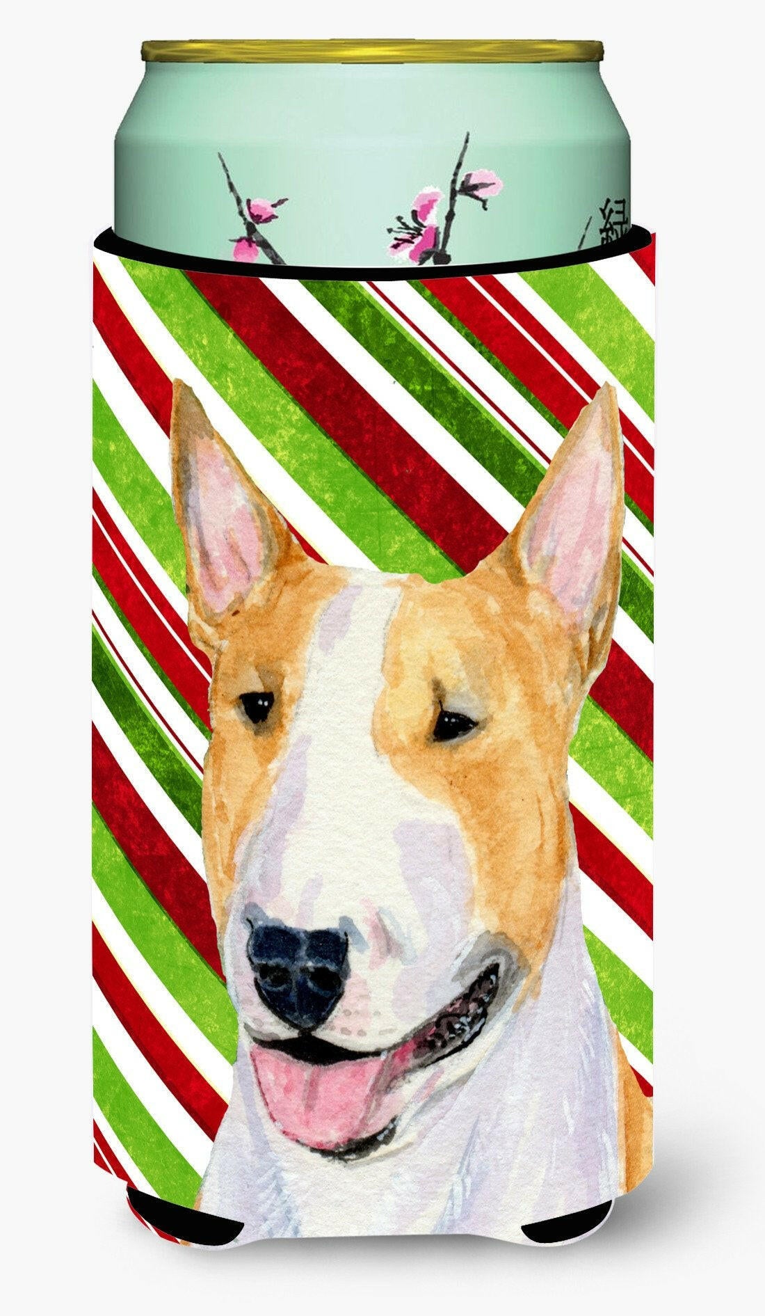 Bull Terrier Candy Cane Holiday Christmas  Tall Boy Beverage Insulator Beverage Insulator Hugger by Caroline's Treasures