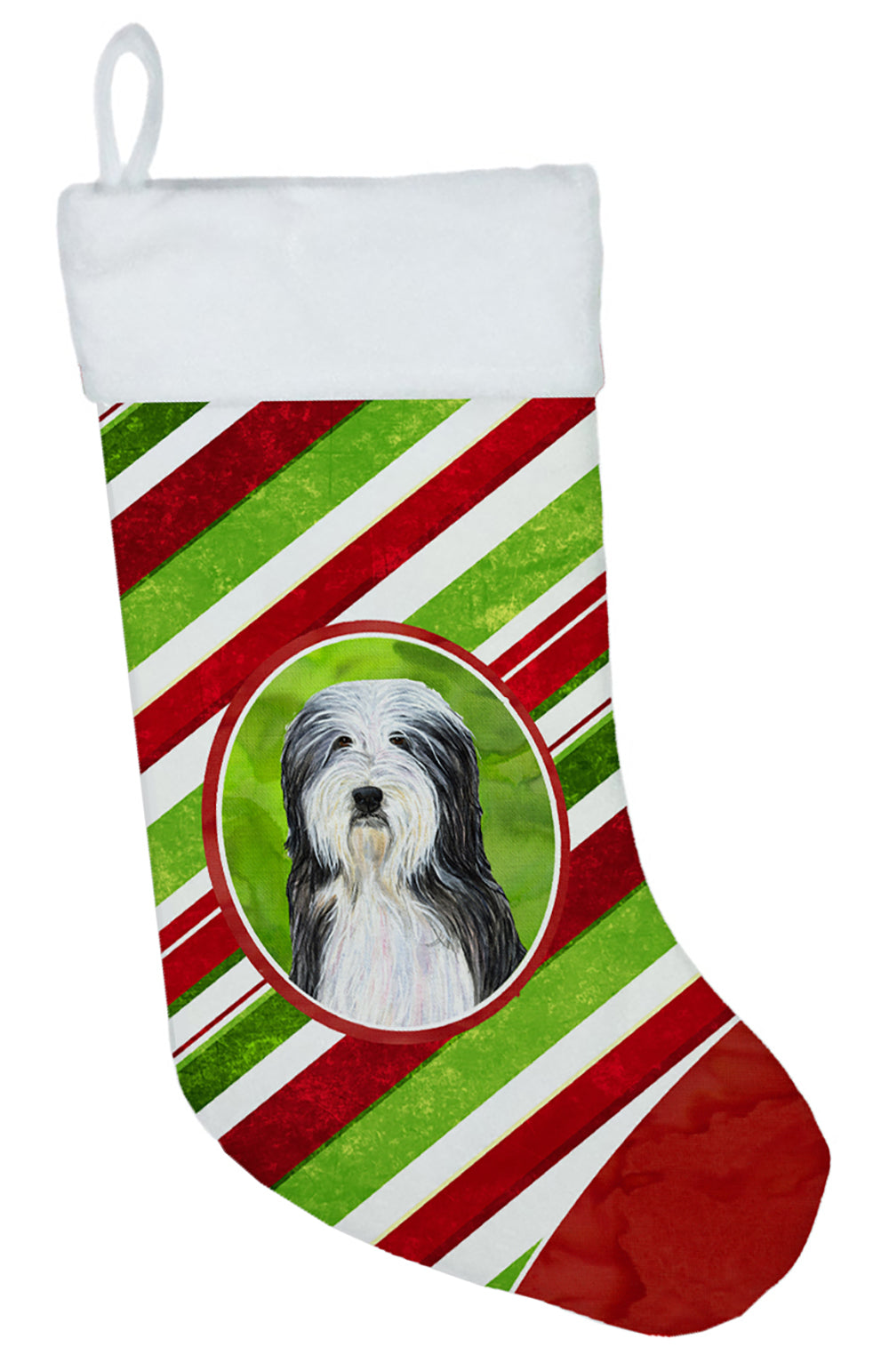 Bearded Collie Winter Snowflakes Christmas Stocking SS4566  the-store.com.