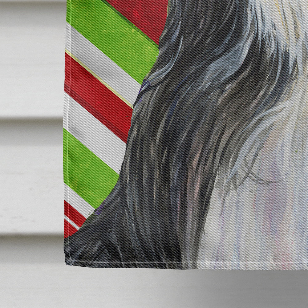 Bearded Collie Candy Cane Holiday Christmas Flag Canvas House Size  the-store.com.
