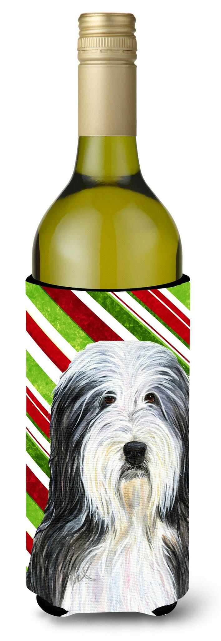 Bearded Collie Candy Cane Holiday Christmas Wine Bottle Beverage Insulator Beverage Insulator Hugger by Caroline&#39;s Treasures