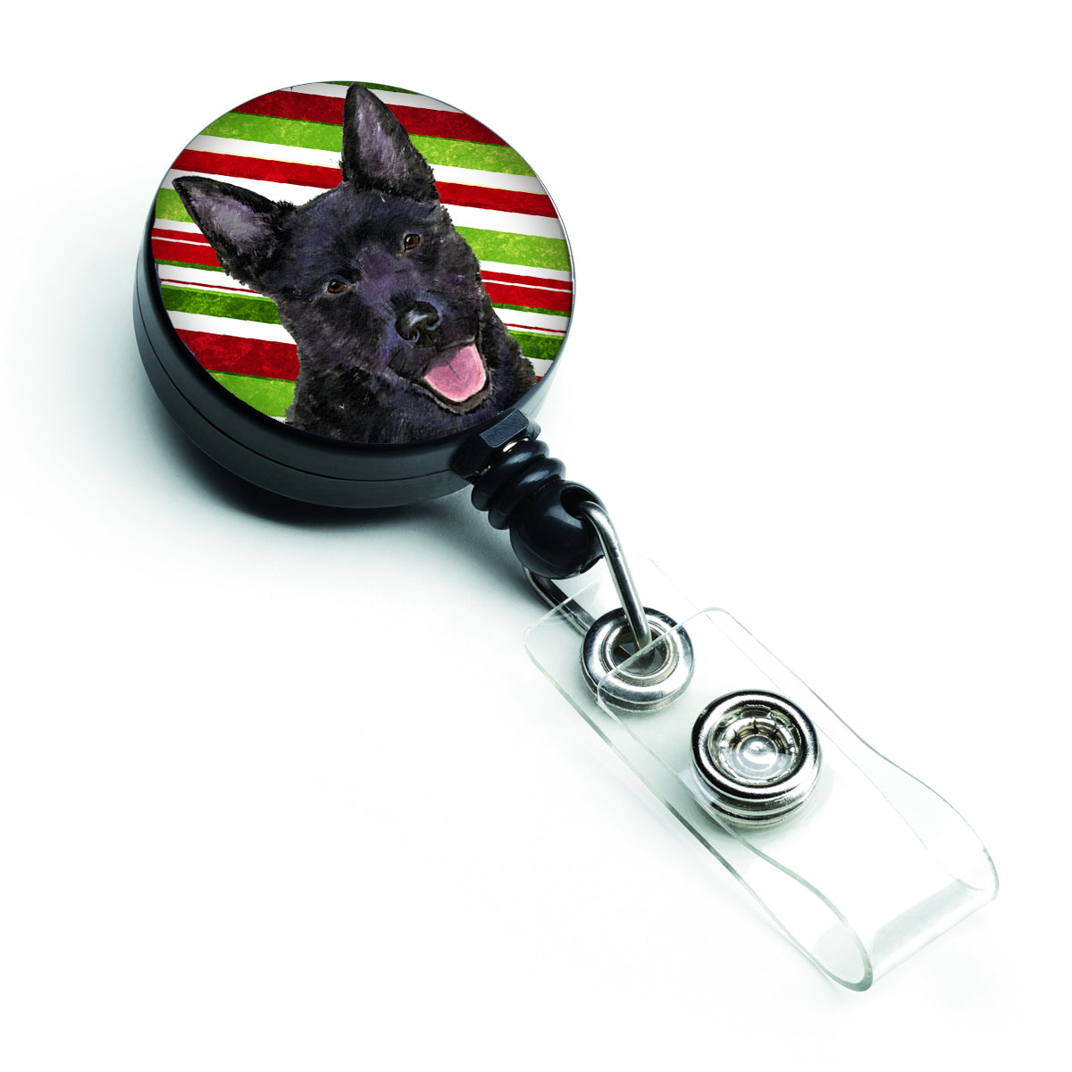 Australian Kelpie Candy Cane Holiday Christmas Retractable Badge Reel SS4567BR