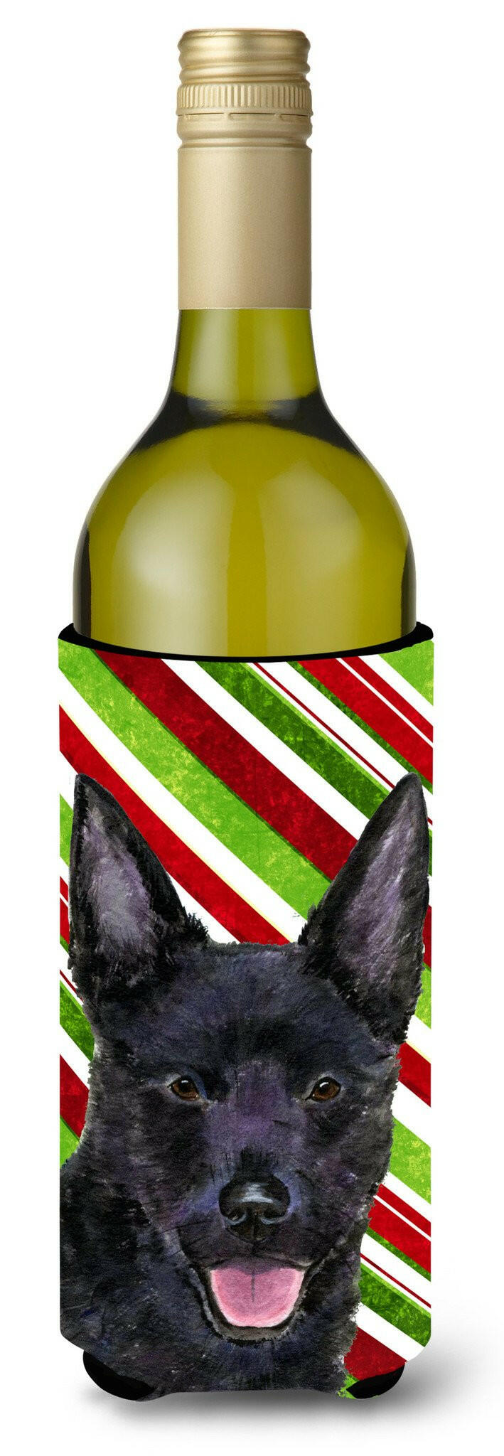 Australian Kelpie Candy Cane Holiday Christmas Wine Bottle Beverage Insulator Beverage Insulator Hugger by Caroline&#39;s Treasures
