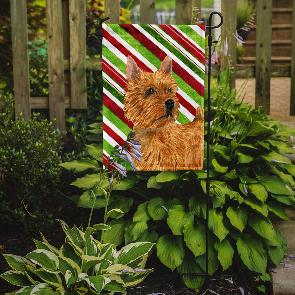 Norwich Terrier Candy Cane Holiday Christmas Flag Garden Size