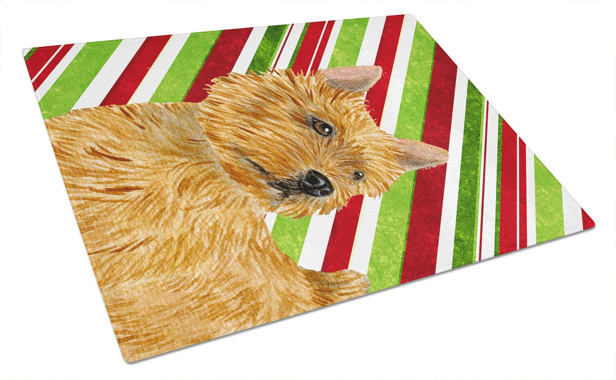 Norwich Terrier Candy Cane Holiday Christmas Glass Cutting Board Large by Caroline&#39;s Treasures
