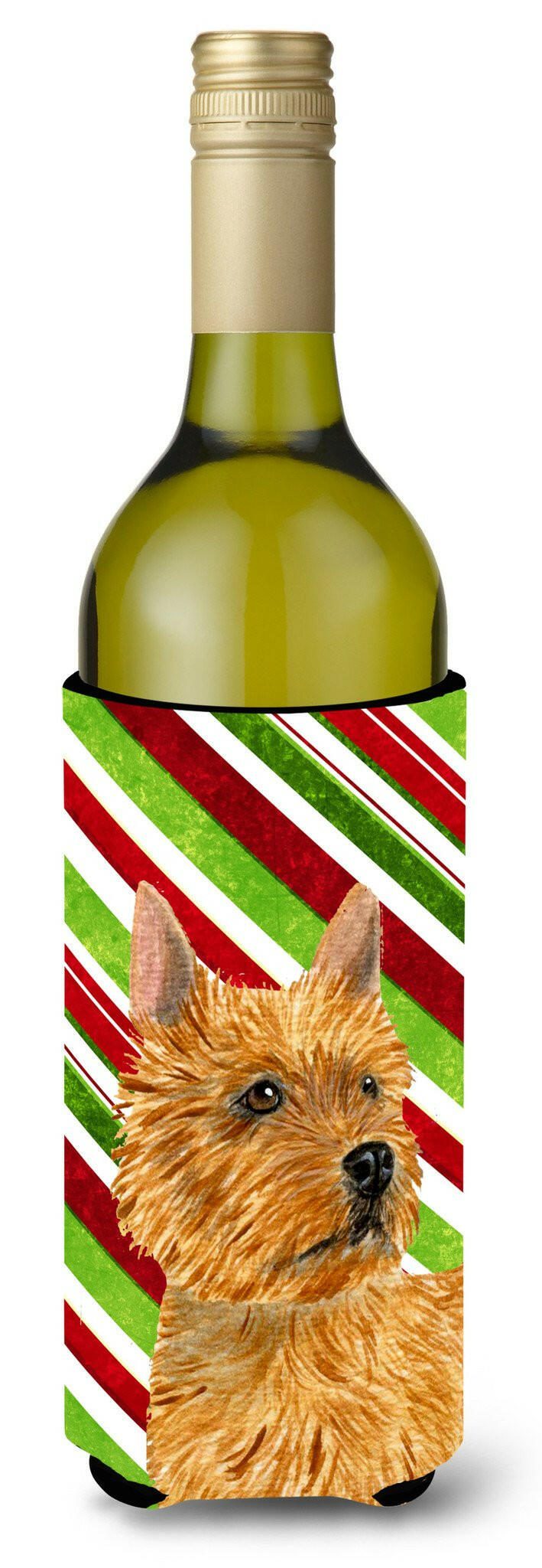 Norwich Terrier Candy Cane Holiday Christmas Wine Bottle Beverage Insulator Beverage Insulator Hugger by Caroline&#39;s Treasures