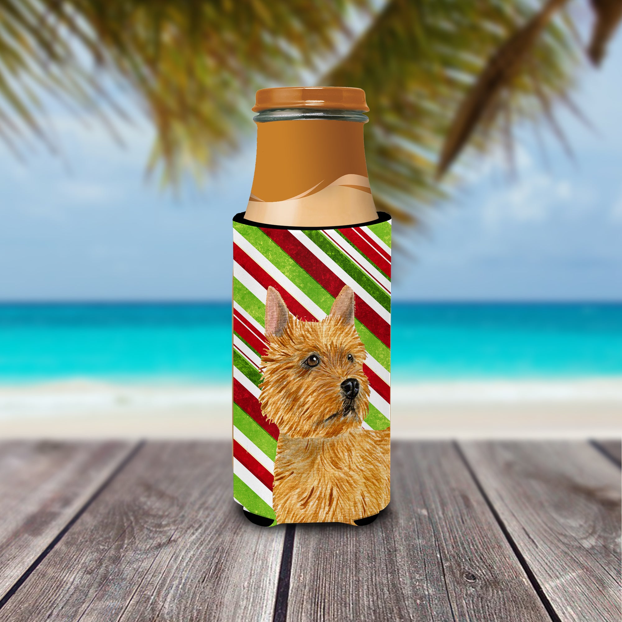 Norwich Terrier Candy Cane Holiday Christmas Ultra Beverage Insulators for slim cans SS4568MUK