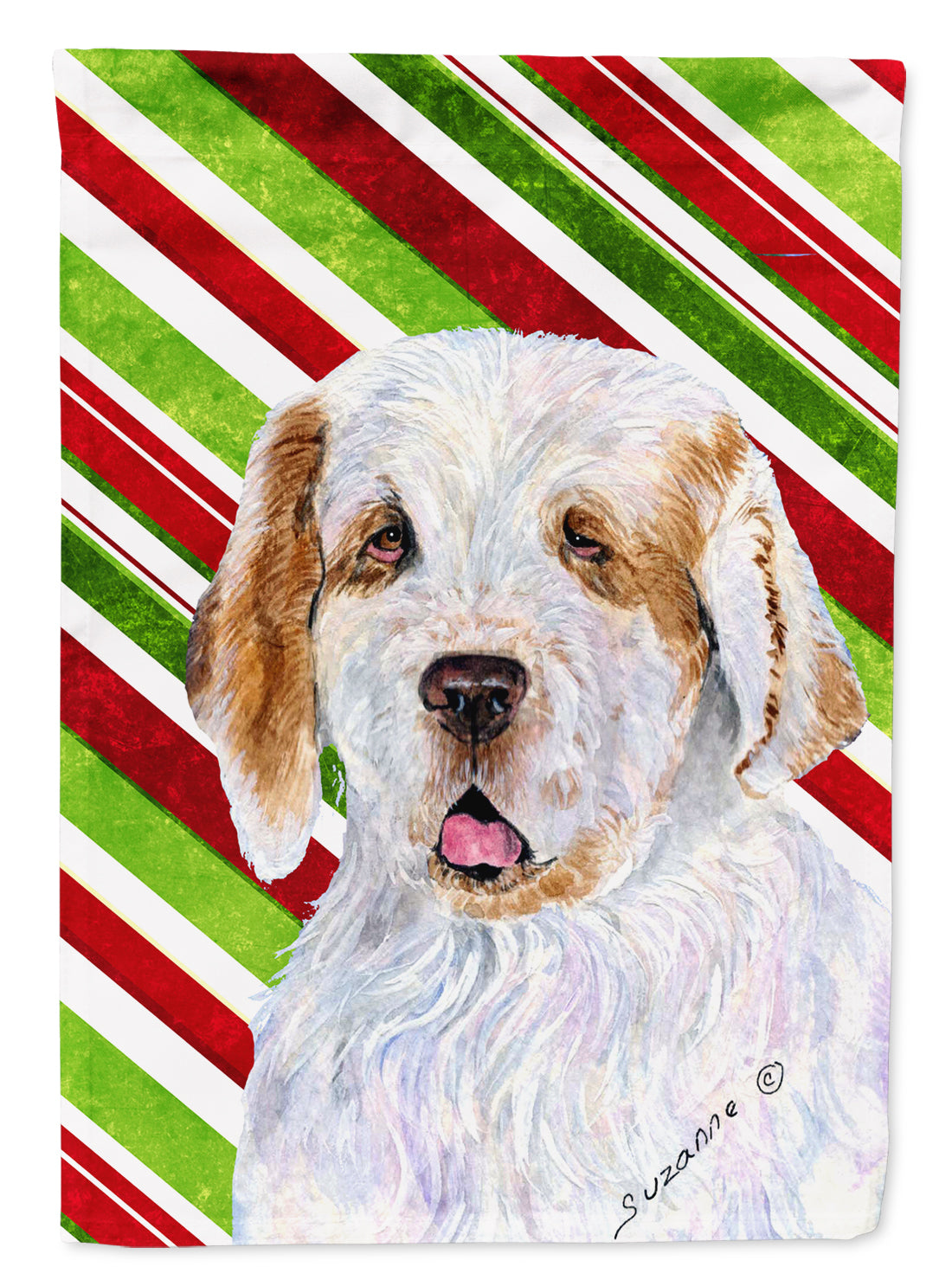 Clumber Spaniel Candy Cane Holiday Christmas Flag Canvas House Size