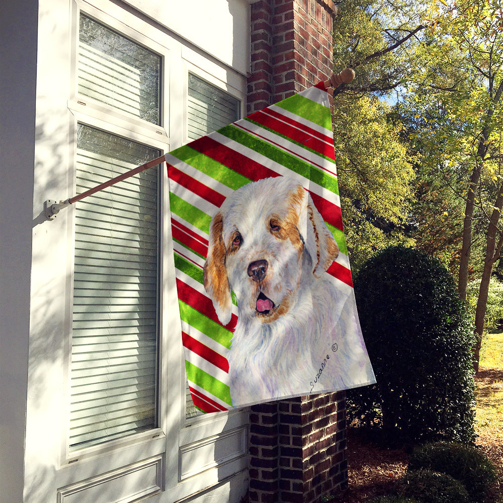 Clumber Spaniel Candy Cane Holiday Christmas Flag Canvas House Size  the-store.com.