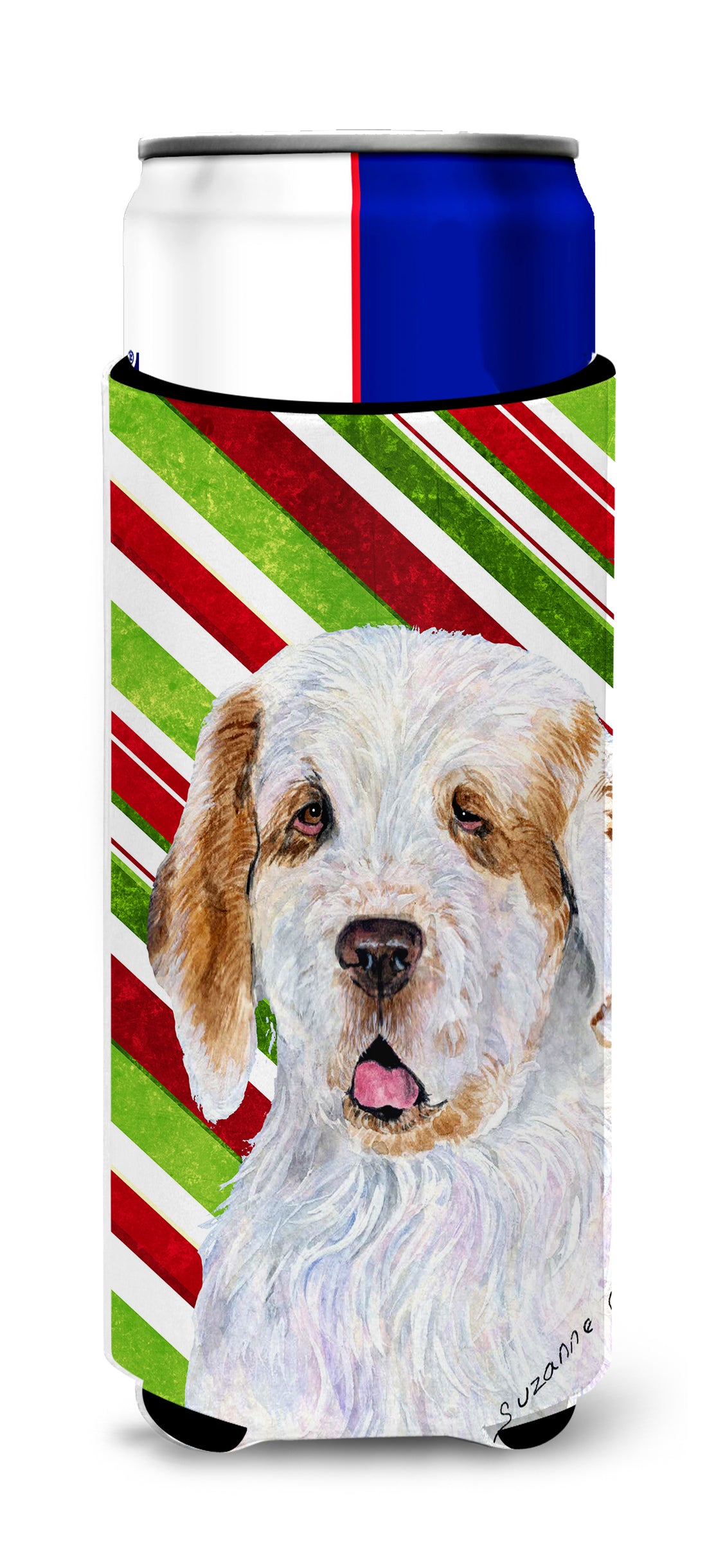 Clumber Spaniel Candy Cane Holiday Christmas Ultra Beverage Insulators for slim cans SS4569MUK