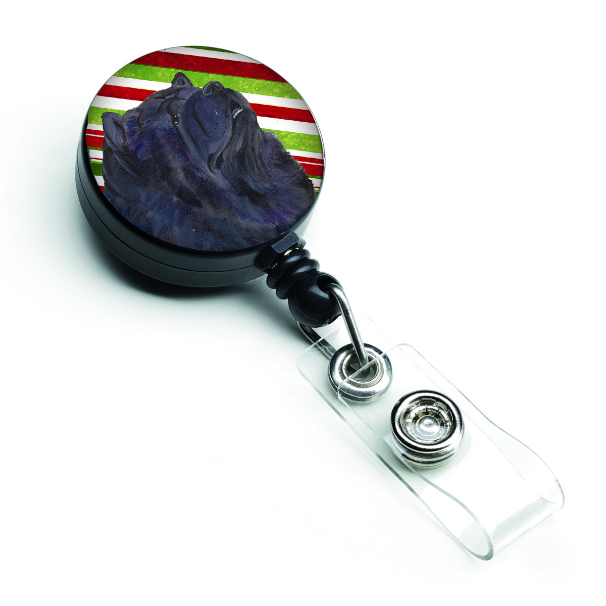 Chow Chow Candy Cane Holiday Christmas Retractable Badge Reel SS4570BR