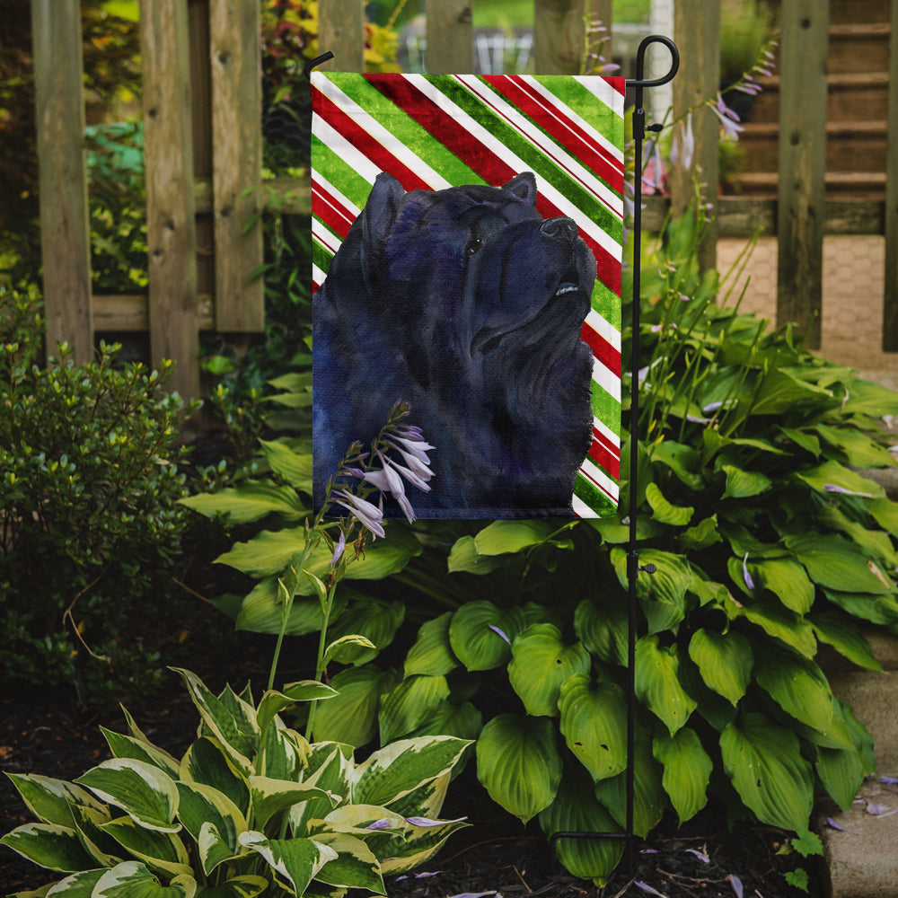 Chow Chow Candy Cane Holiday Christmas Flag Garden Size.