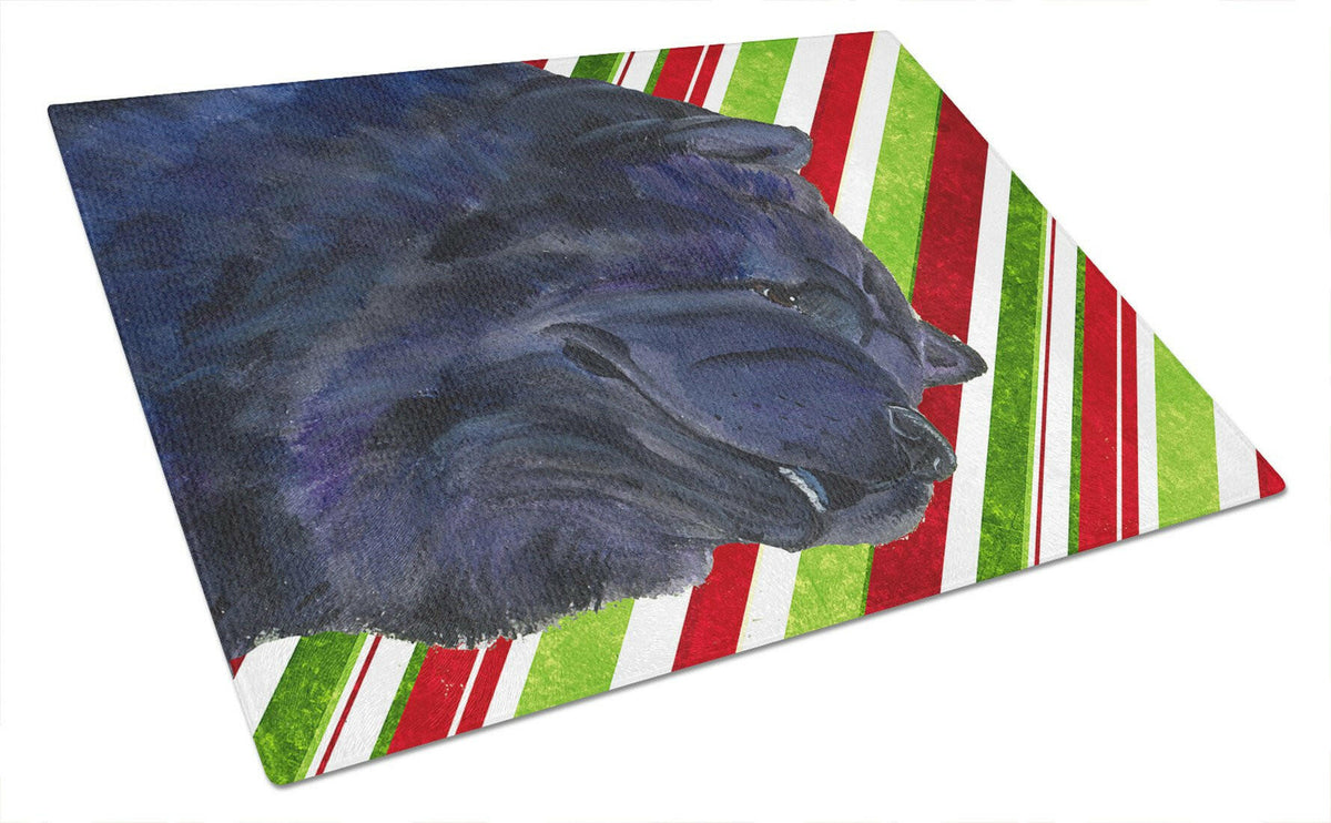 Chow Chow Candy Cane Holiday Christmas Glass Cutting Board Large by Caroline&#39;s Treasures