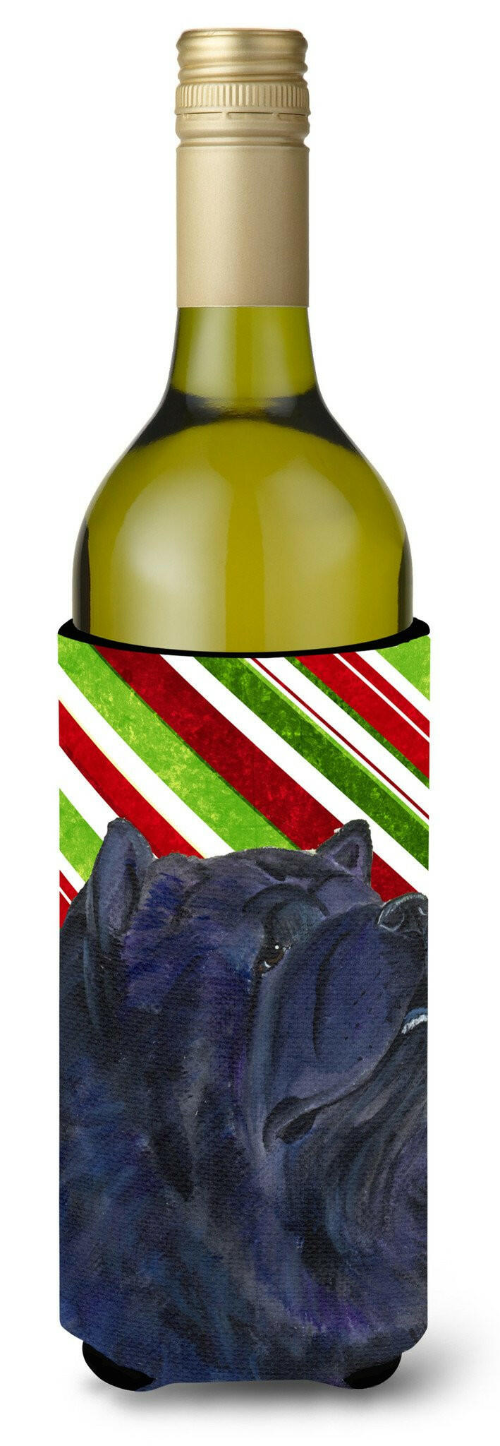 Chow Chow Candy Cane Holiday Christmas Wine Bottle Beverage Insulator Beverage Insulator Hugger by Caroline&#39;s Treasures