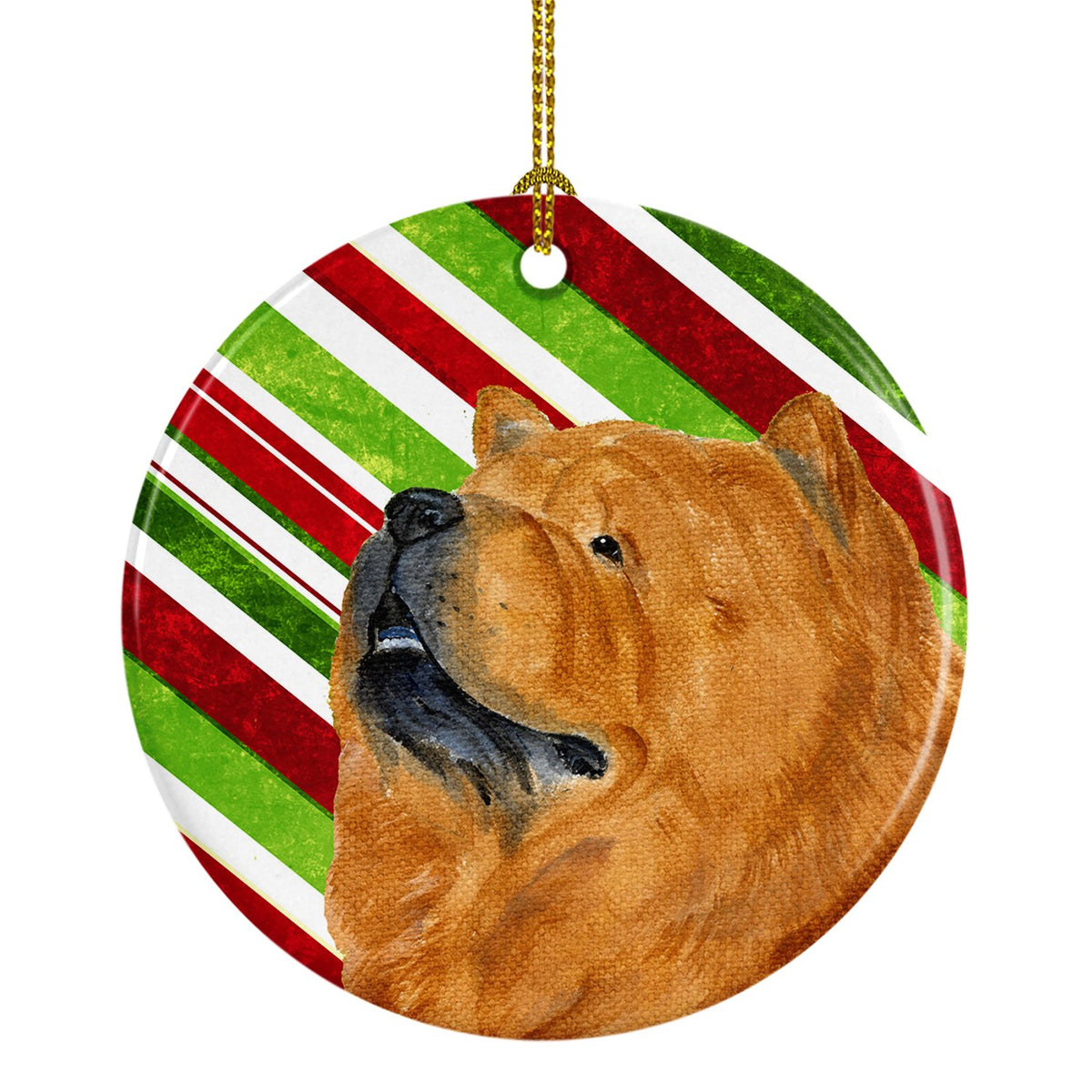 Chow Chow Candy Cane Holiday Christmas Ceramic Ornament SS4571 by Caroline&#39;s Treasures