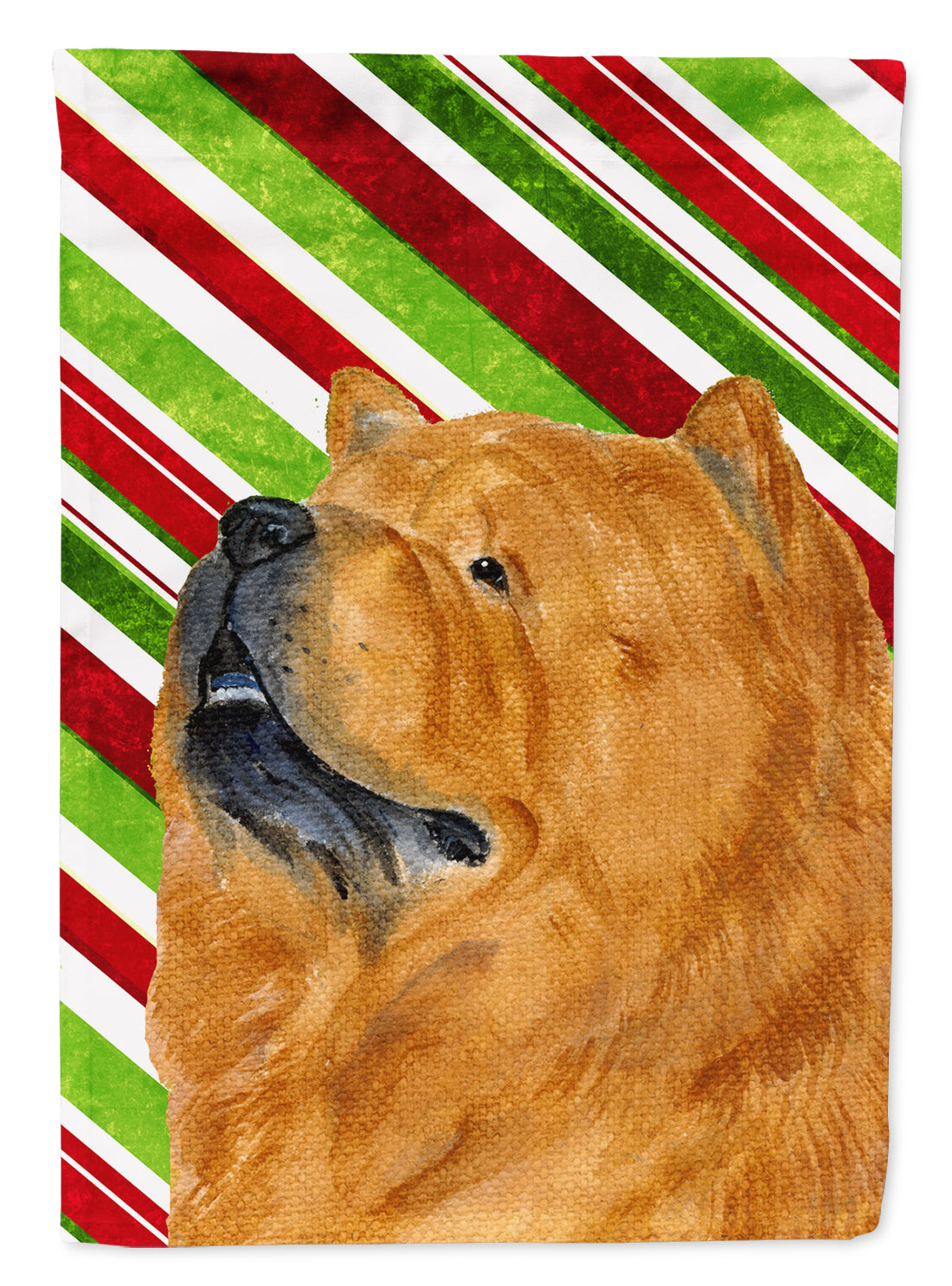 Chow Chow Candy Cane Holiday Christmas Flag Canvas House Size  the-store.com.