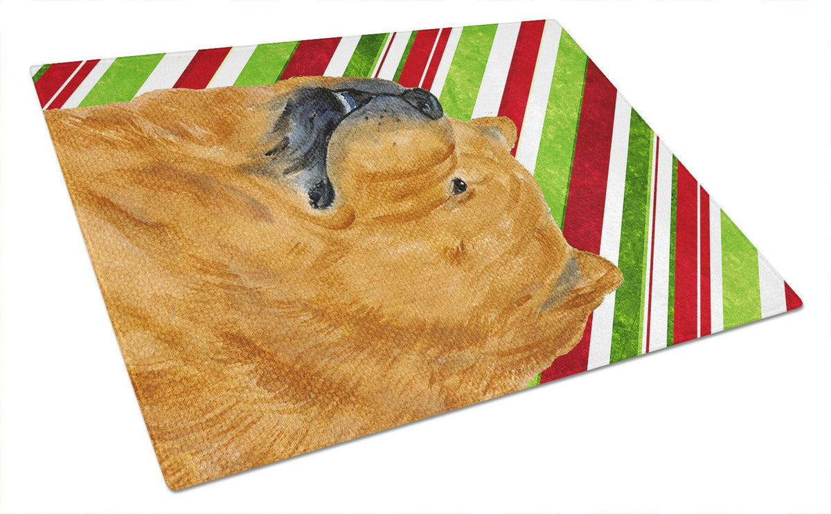 Chow Chow Candy Cane Holiday Christmas Glass Cutting Board Large by Caroline&#39;s Treasures