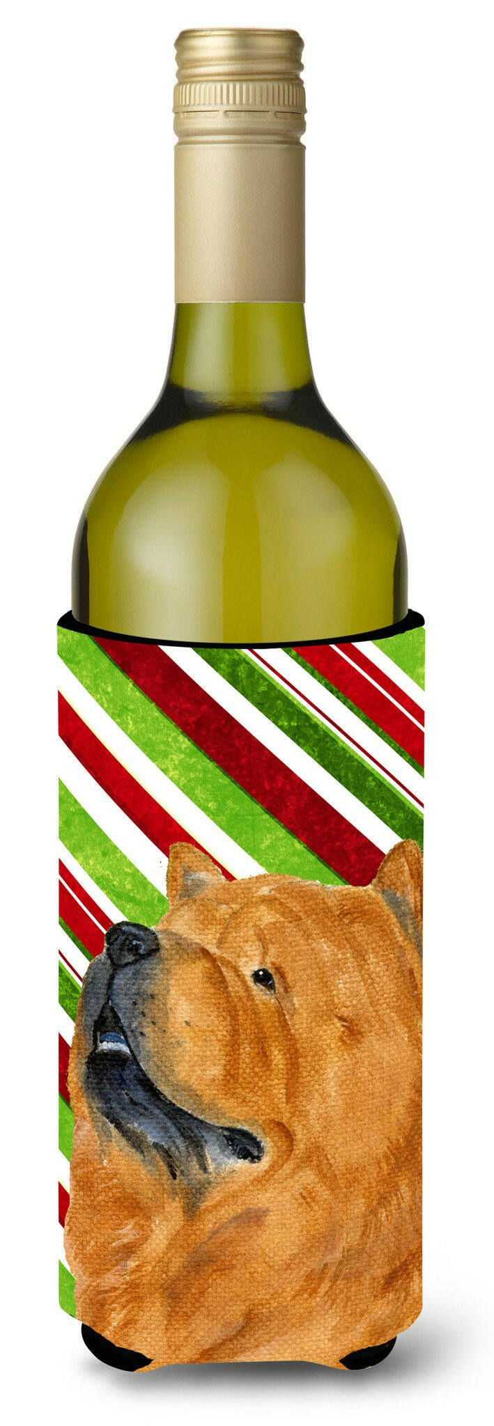 Chow Chow Candy Cane Holiday Christmas Wine Bottle Beverage Insulator Beverage Insulator Hugger SS4571LITERK by Caroline&#39;s Treasures