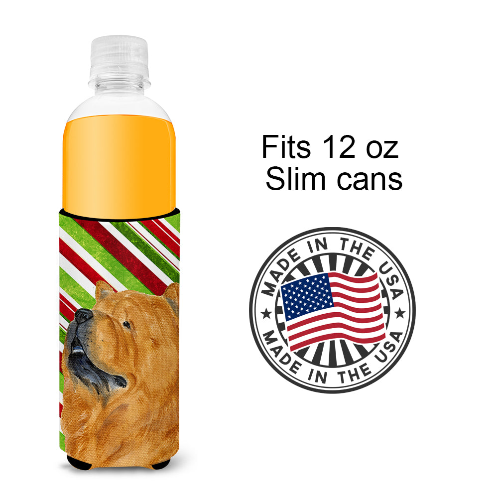 Chow Chow Candy Cane Holiday Christmas Ultra Beverage Insulators for slim cans SS4571MUK.