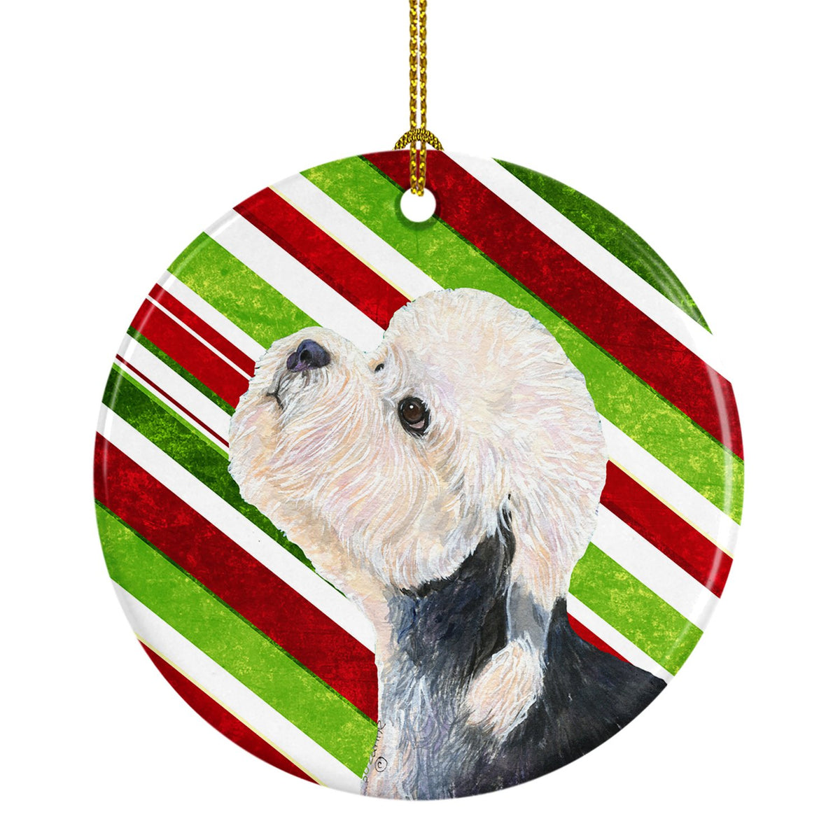 Dandie Dinmont Terrier Candy Cane Holiday Christmas Ceramic Ornament SS4572 by Caroline&#39;s Treasures