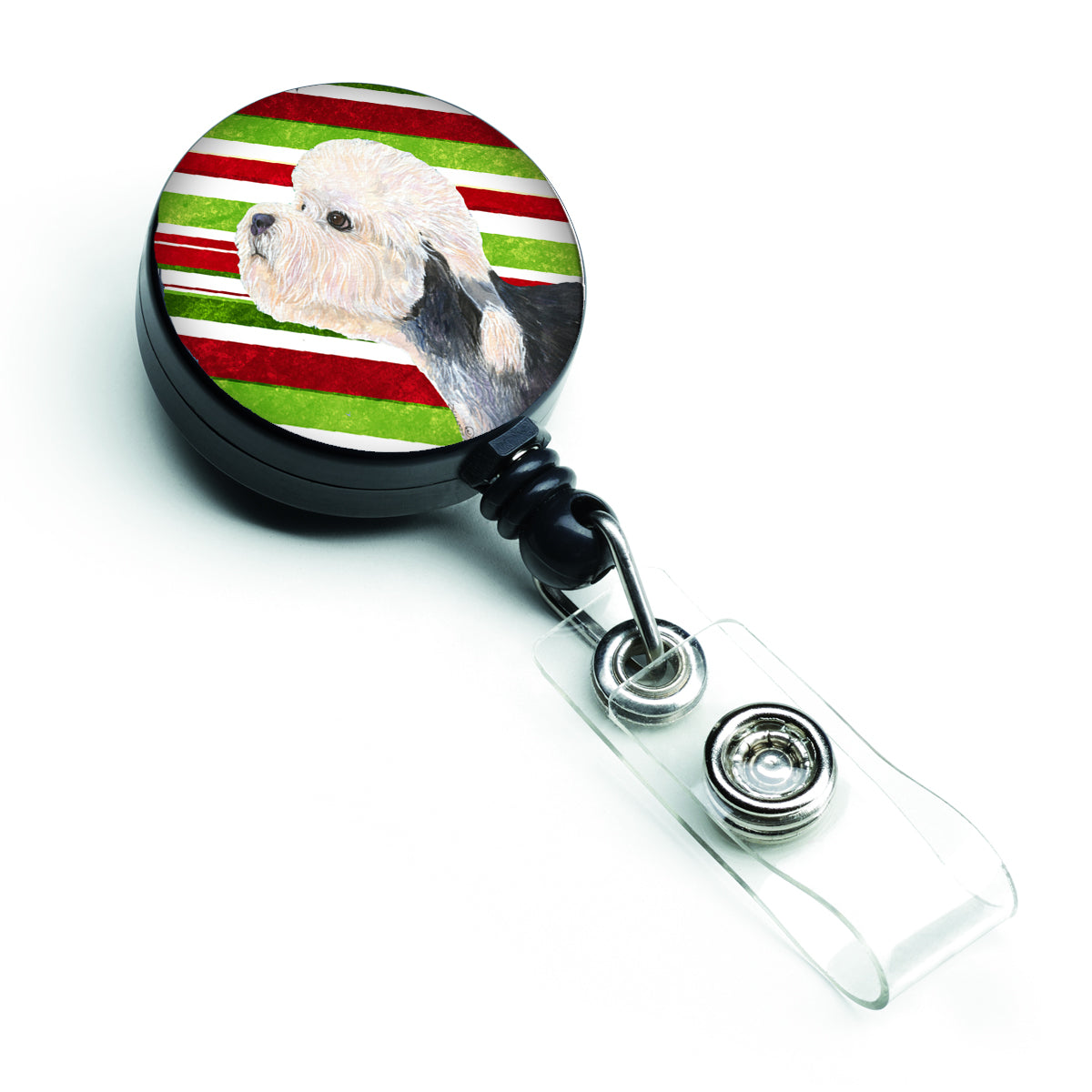 Dandie Dinmont Terrier Candy Cane Holiday Christmas Retractable Badge Reel SS4572BR
