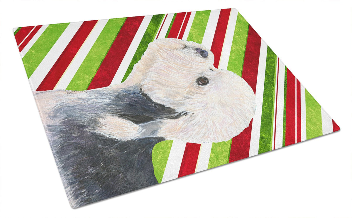 Dandie Dinmont Terrier Candy Cane Holiday Christmas Glass Cutting Board Large by Caroline&#39;s Treasures