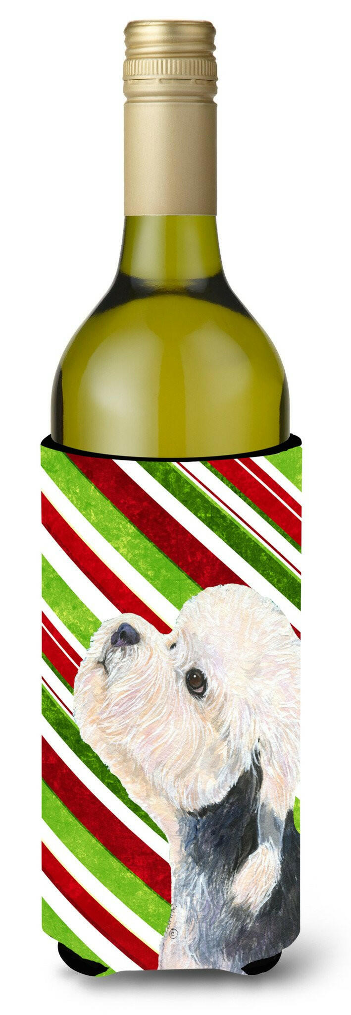 Dandie Dinmont Terrier Candy Cane Holiday Christmas Wine Bottle Beverage Insulator Beverage Insulator Hugger by Caroline's Treasures
