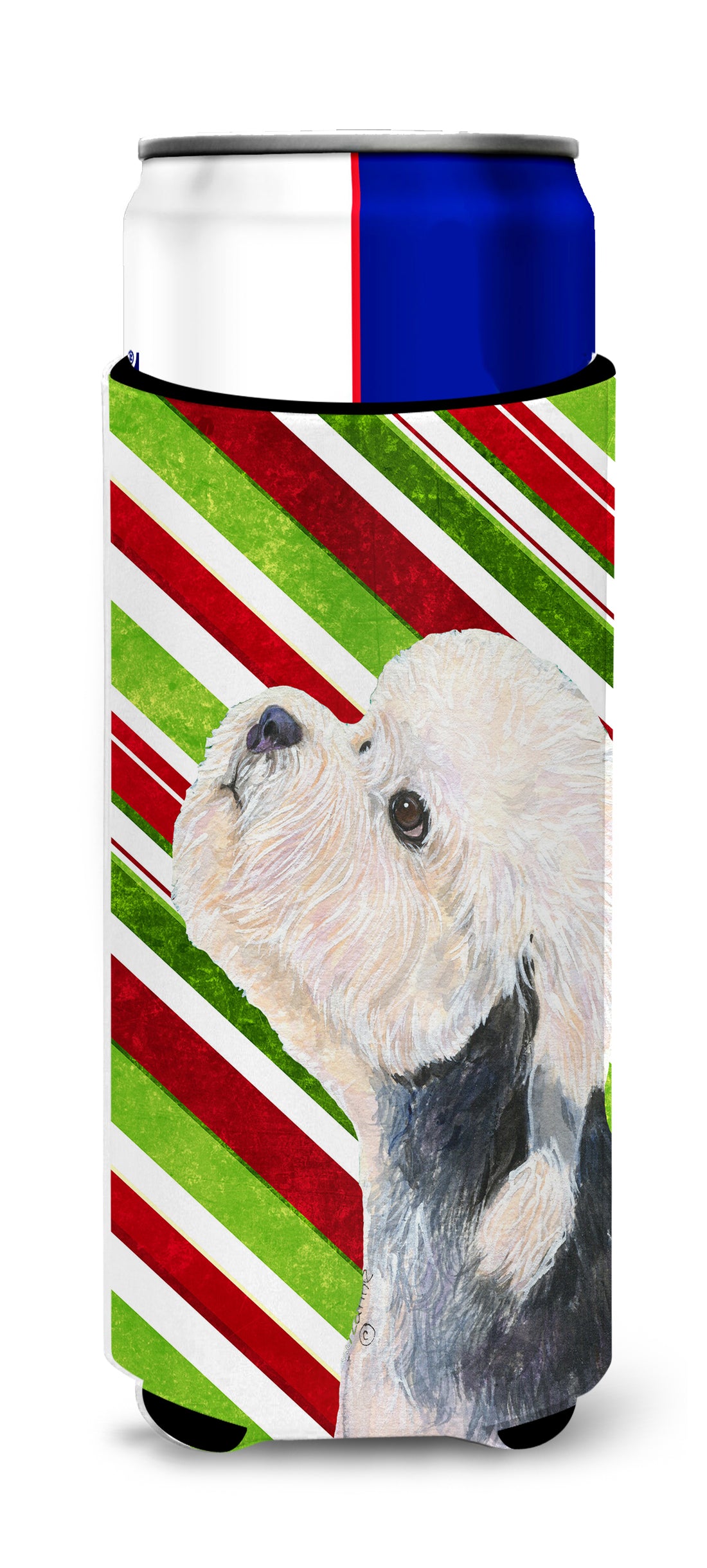 Dandie Dinmont Terrier Candy Cane Holiday Christmas Ultra Beverage Insulators for slim cans SS4572MUK