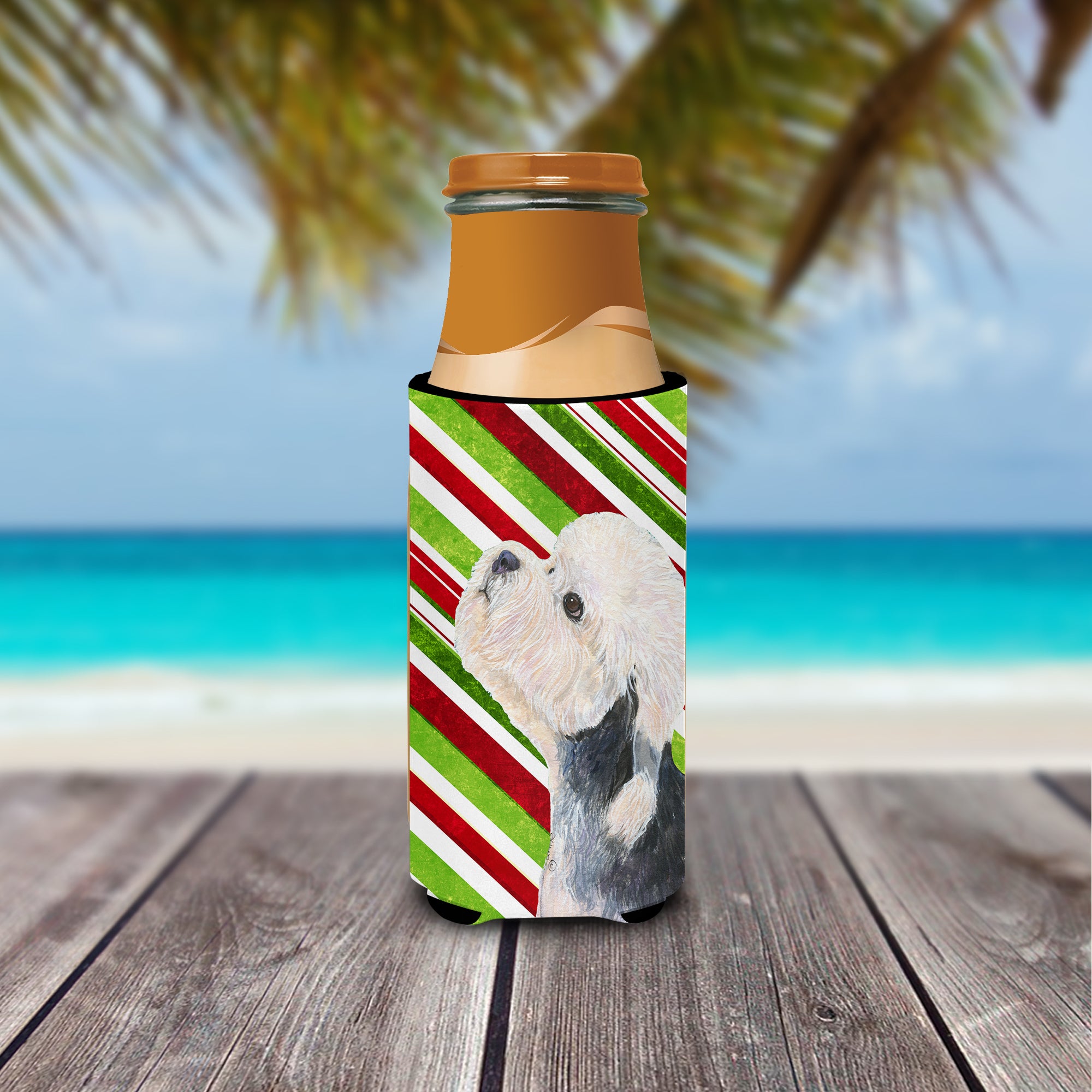 Dandie Dinmont Terrier Candy Cane Holiday Christmas Ultra Beverage Insulators for slim cans SS4572MUK.