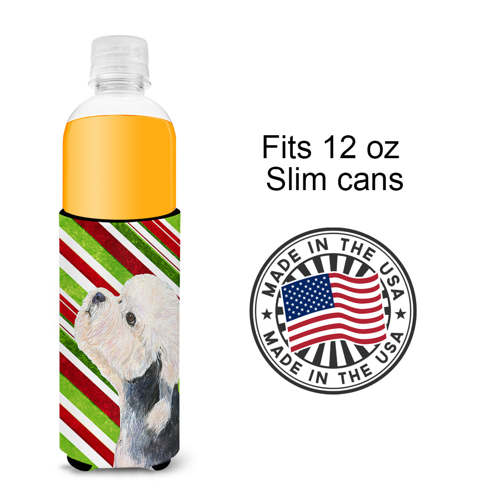 Dandie Dinmont Terrier Candy Cane Holiday Christmas Ultra Beverage Insulators for slim cans SS4572MUK