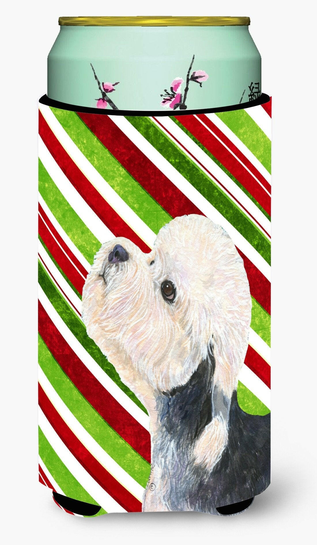 Dandie Dinmont Terrier Candy Cane Holiday Christmas  Tall Boy Beverage Insulator Beverage Insulator Hugger by Caroline&#39;s Treasures