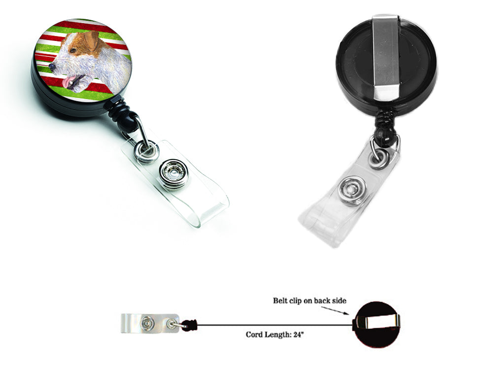 Jack Russell Terrier Candy Cane Holiday Christmas Retractable Badge Reel SS4573BR  the-store.com.