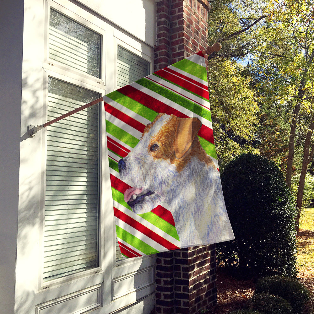Jack Russell Terrier Candy Cane Holiday Christmas Flag Canvas House Size  the-store.com.