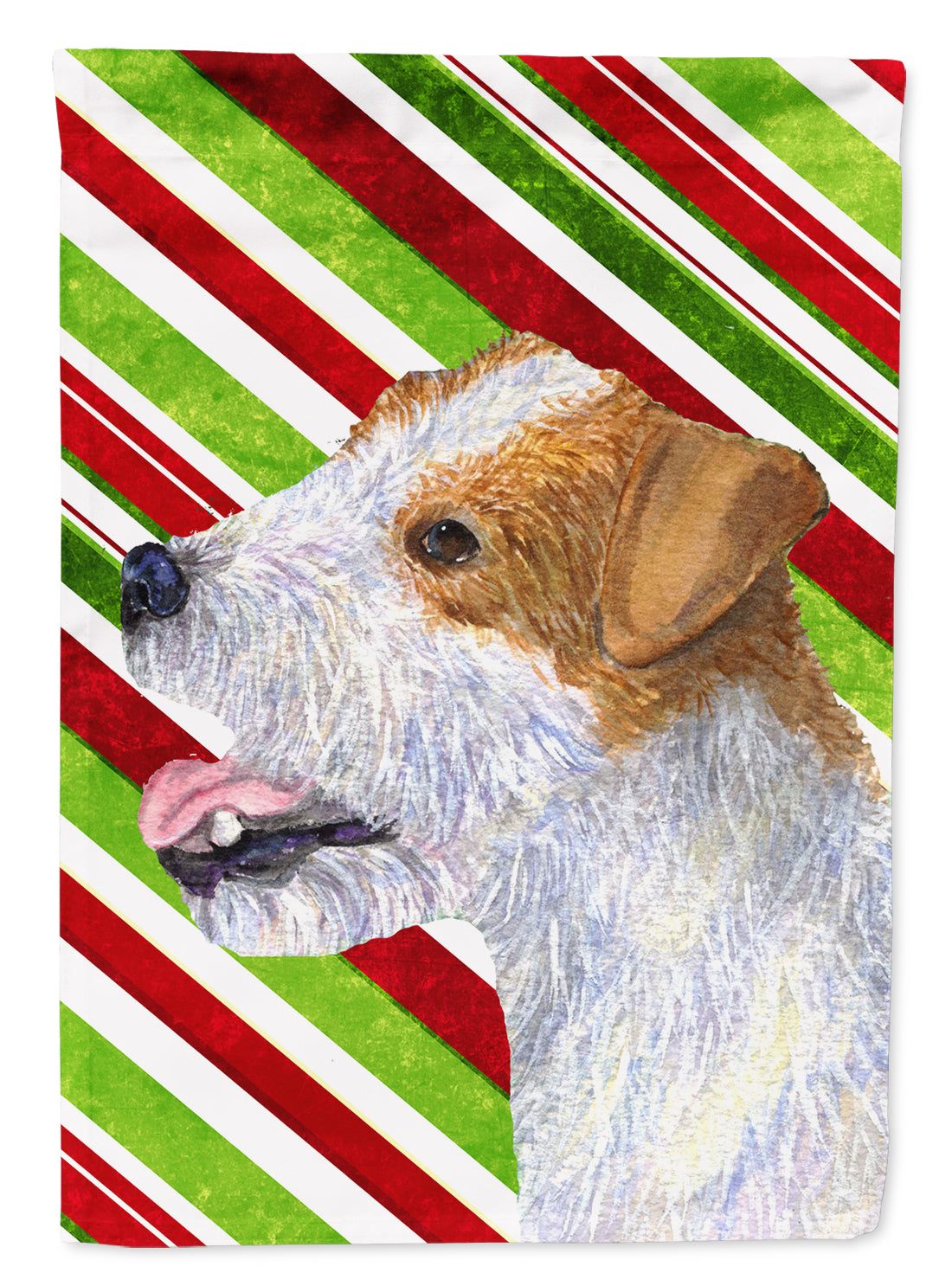 Jack Russell Terrier Candy Cane Holiday Christmas Flag Canvas House Size