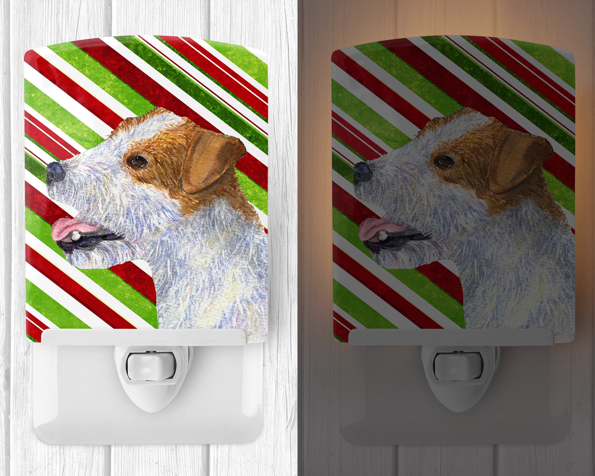 Jack Russell Terrier Candy Cane Holiday Christmas Ceramic Night Light SS4573CNL - the-store.com