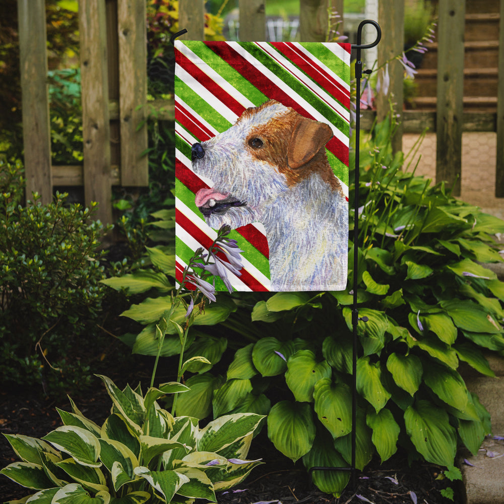 Jack Russell Terrier Candy Cane Holiday Christmas Flag Garden Size
