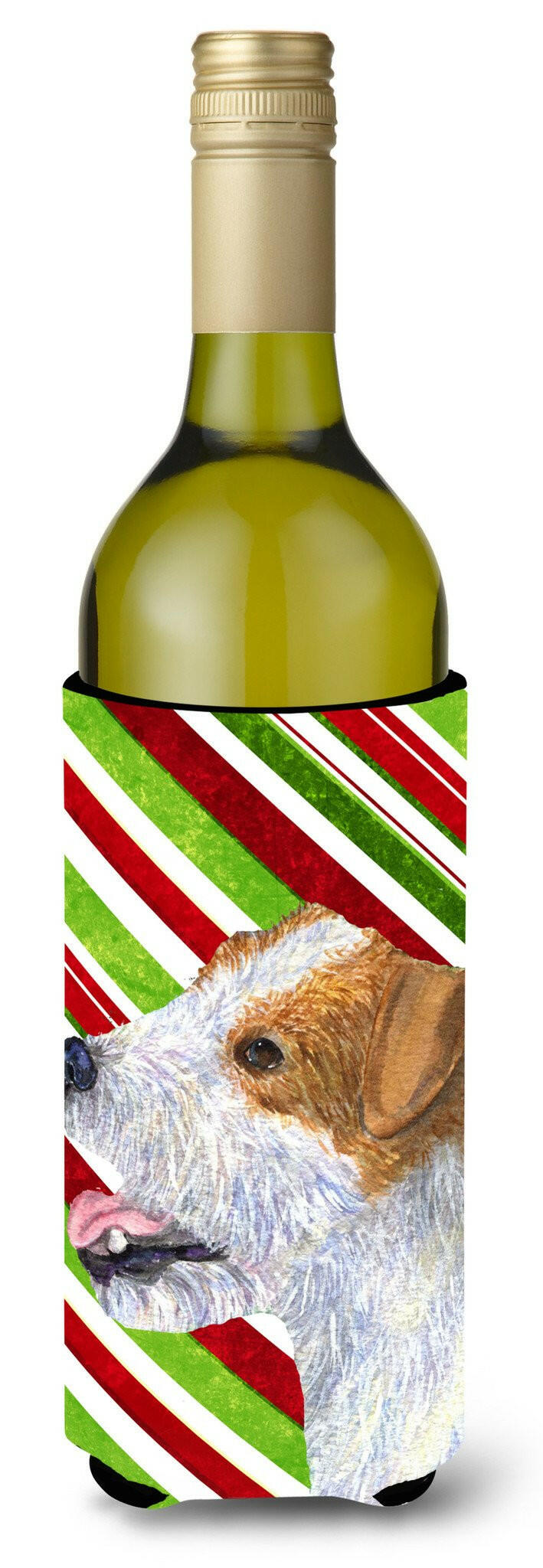 Jack Russell Terrier Candy Cane Holiday Christmas Wine Bottle Beverage Insulator Beverage Insulator Hugger by Caroline&#39;s Treasures