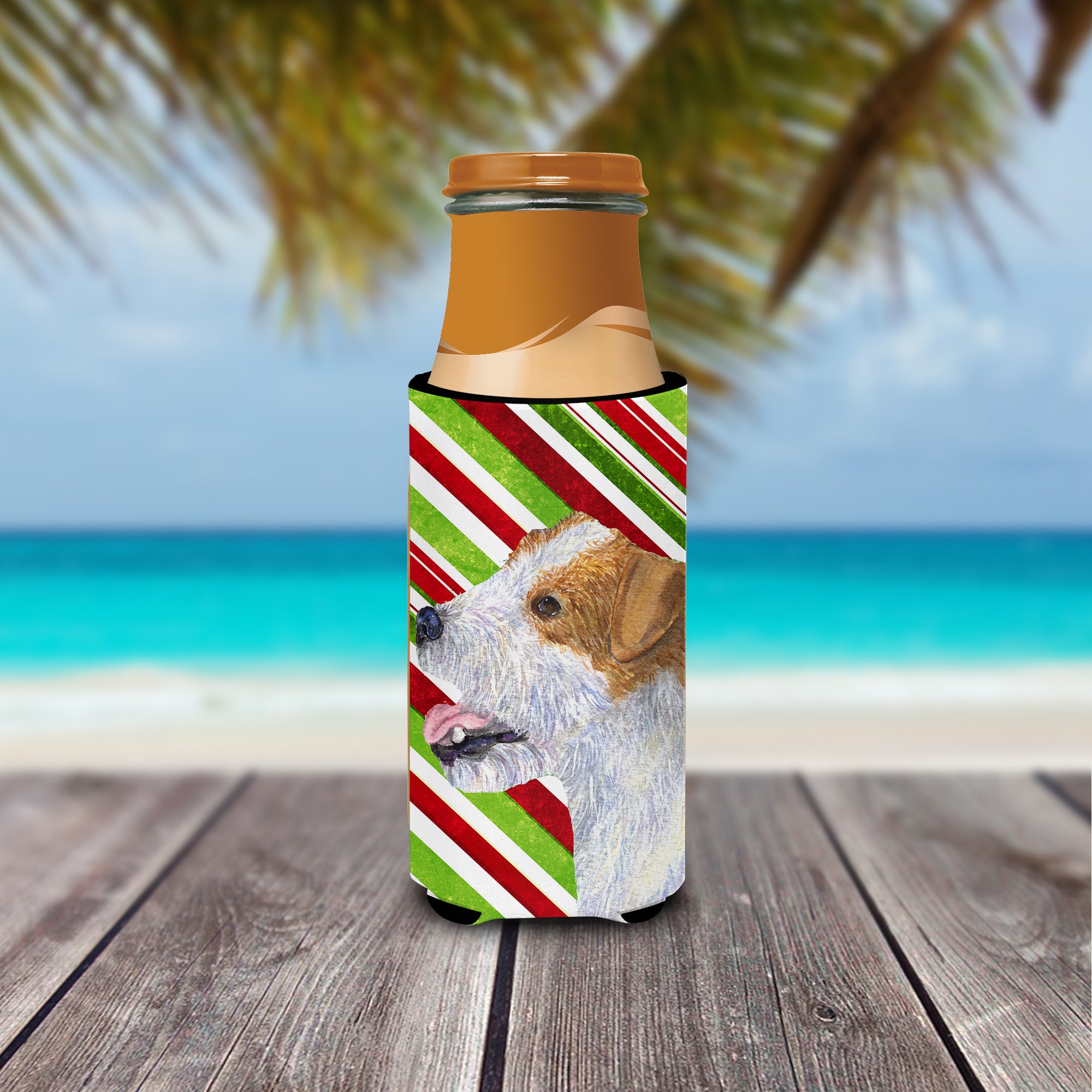 Jack Russell Terrier Candy Cane Holiday Christmas Ultra Beverage Isolateurs pour canettes minces SS4573MUK