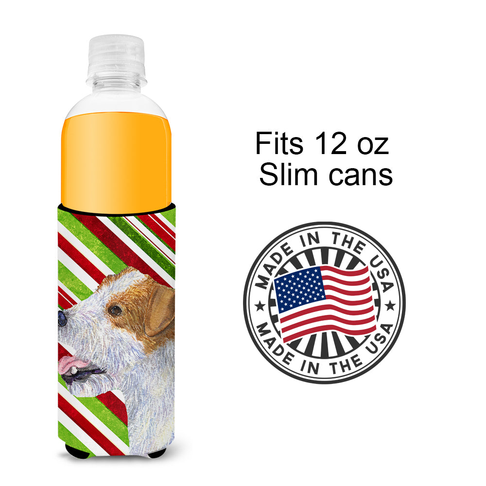 Jack Russell Terrier Candy Cane Holiday Christmas Ultra Beverage Insulators for slim cans SS4573MUK