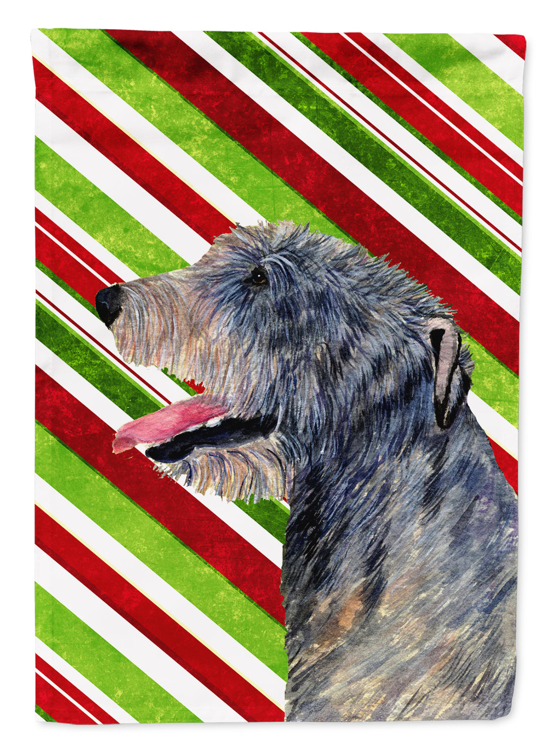 Irish Wolfhound Candy Cane Holiday Christmas Flag Canvas House Size  the-store.com.