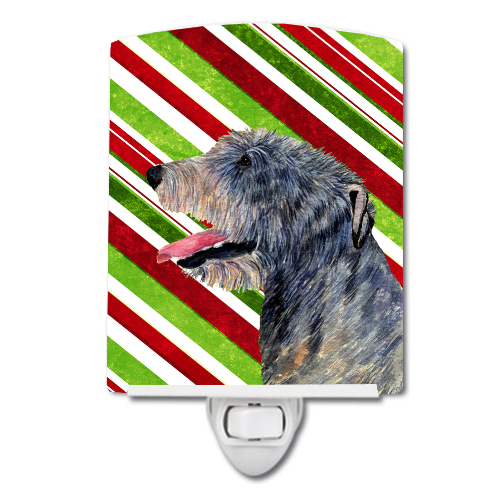 Irish Wolfhound Candy Cane Holiday Christmas Ceramic Night Light SS4575CNL - the-store.com