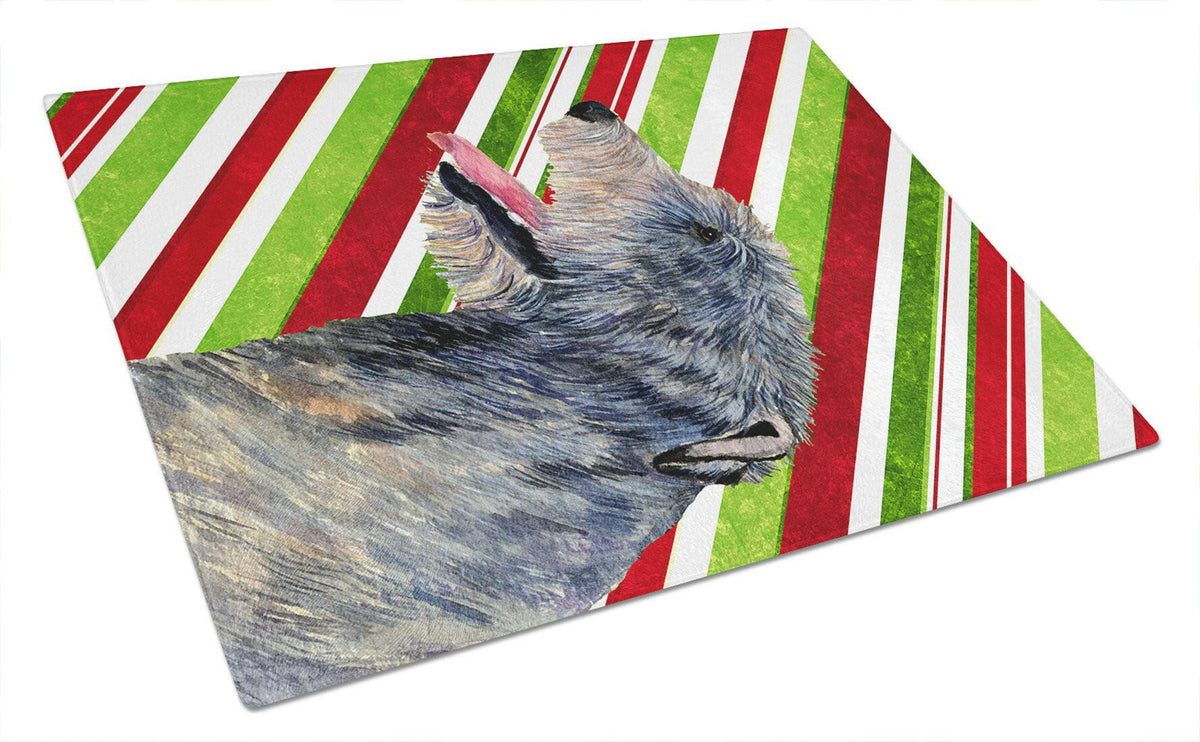Irish Wolfhound Candy Cane Holiday Christmas Glass Cutting Board Large by Caroline&#39;s Treasures
